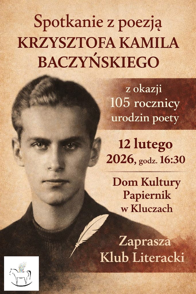 plakat na wydarzenie twórczość K.K.Baczyńskiego