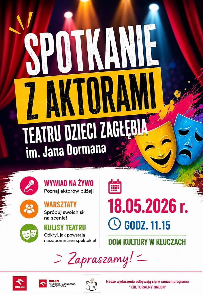 plakat informujący o spotkaniu z aktorami