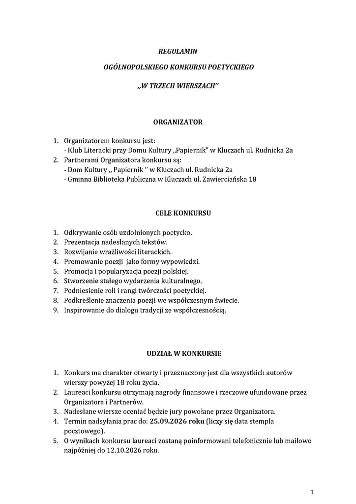 regulamin konkursu
