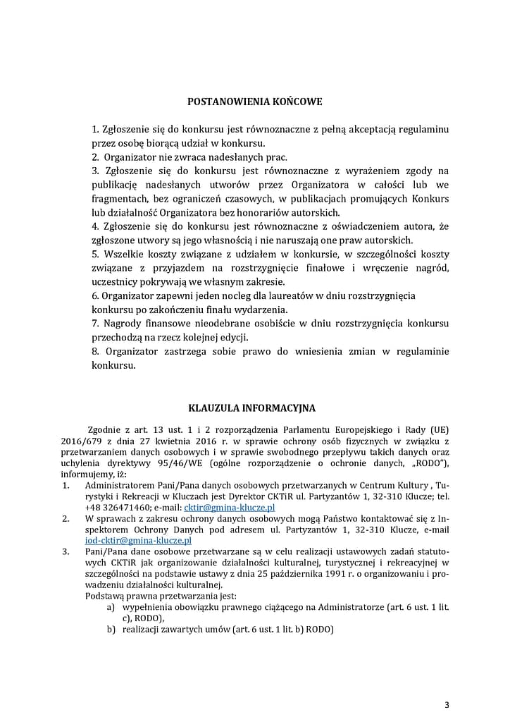 regulamin konkursu