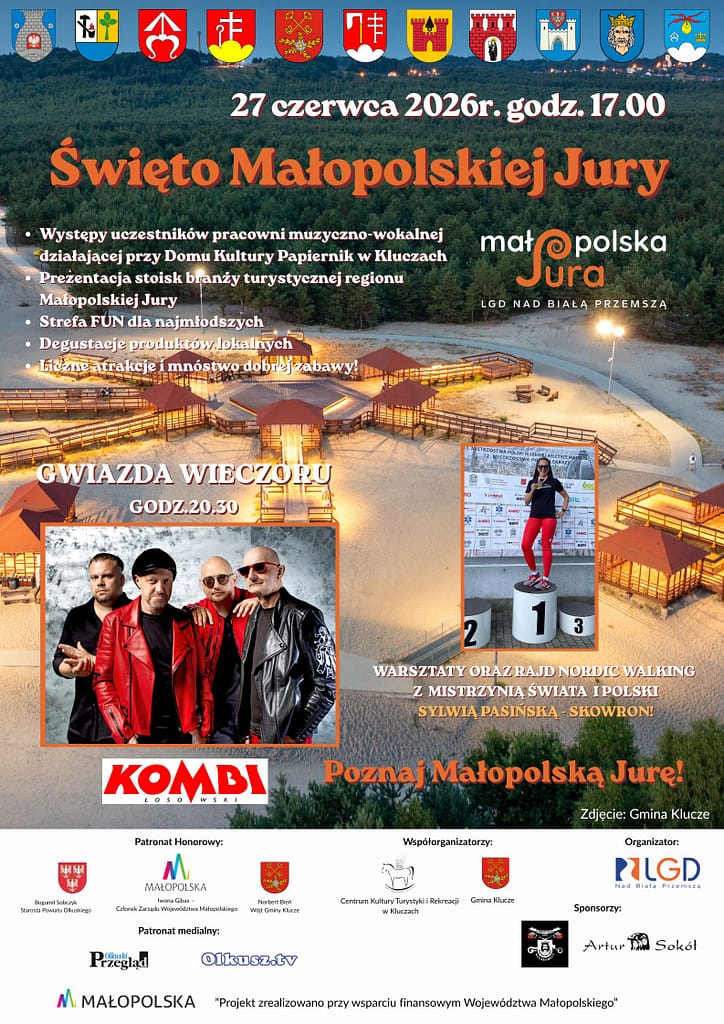 plakat promujący wydarzenie które odbędzie się w Kluczach na Rózy Wiatrów pn. Święto Małopolskiej Jury