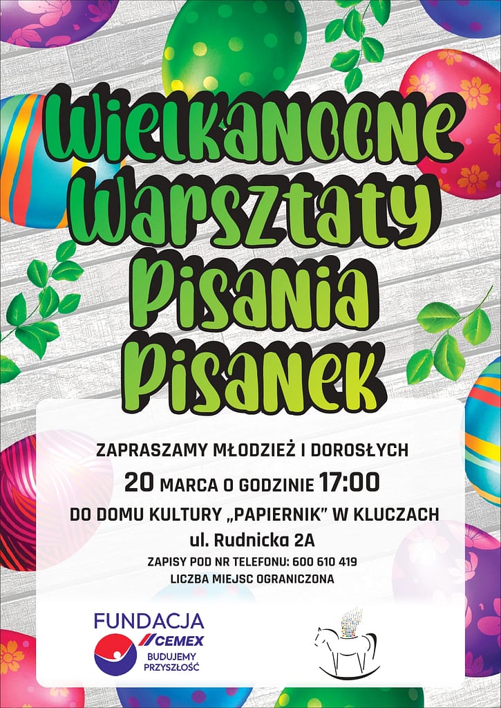 plakat zachęcający do wzięcia udziału w warsztatach pisania pisanek