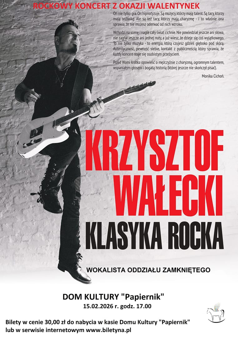 plakat na występ wokalisty Krzysztofa wałeckiego