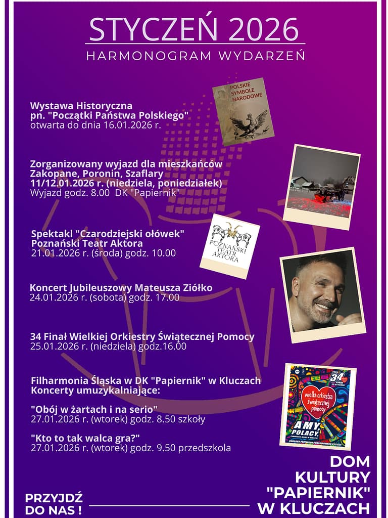 KALENDARZ WYDARZEŃ STYCZEŃ 2026